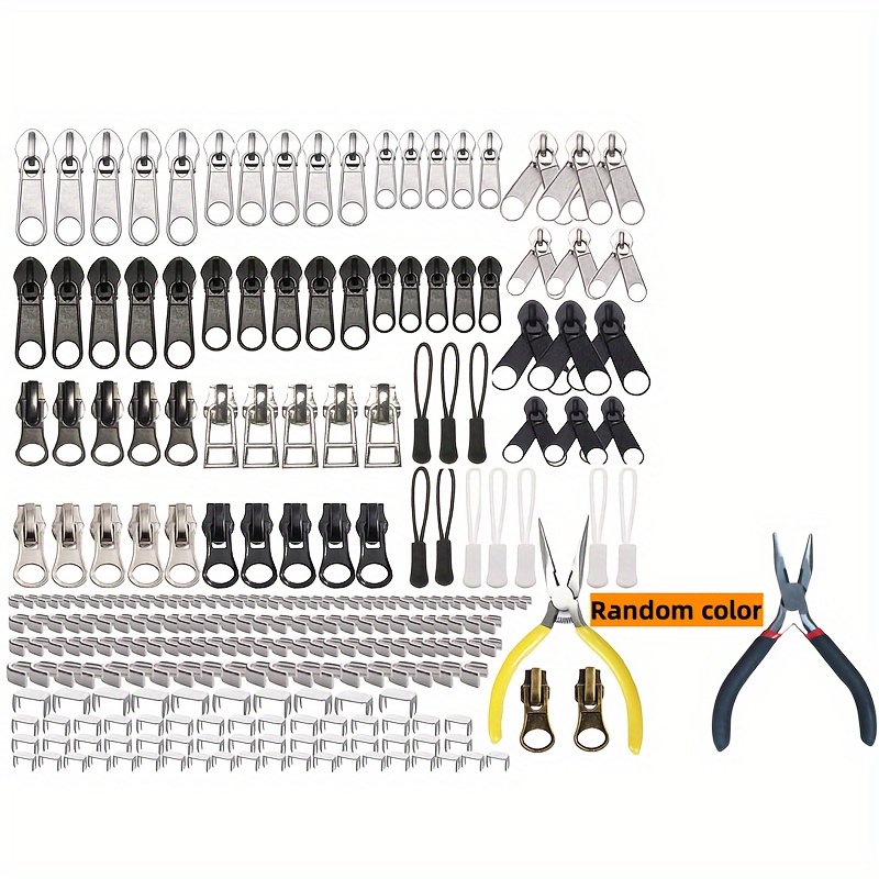 Image of 255pcs Zipper Repair Kit Zipper Replacement Kit With Zipper Install Pliers Tool And Zipper Extension Pulls For Clothing Jackets Purses Luggage Backpacks Tents Sleeping Bag