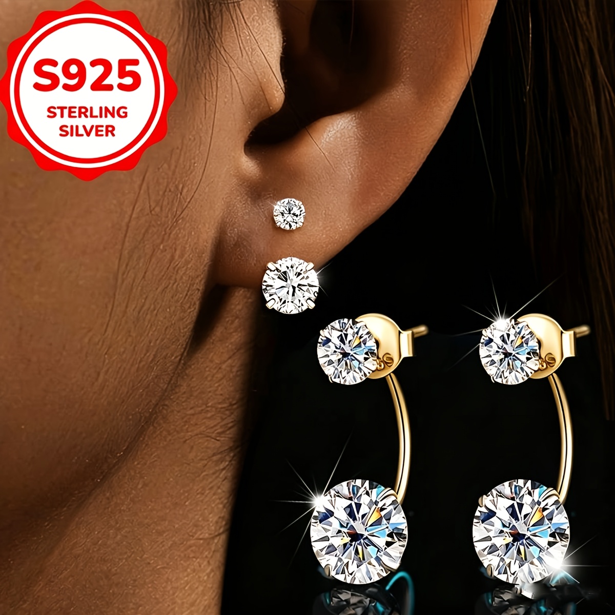 Women's S925 Sterling Silver Casual Back-Hanging Earrings