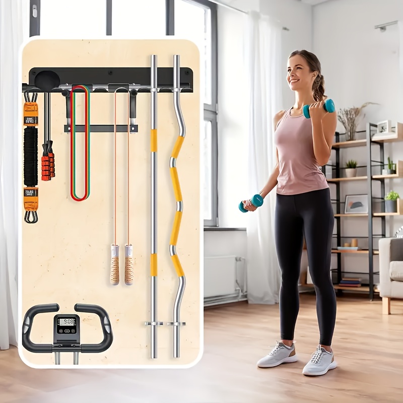 

Wall-mounted Gym Storage Rack – Multi-functional Metal Organizer For Fitness Equipment, , And Dumbbells, Rust-proof Design For Home Workouts, Gym Accessories, Utility Hooks