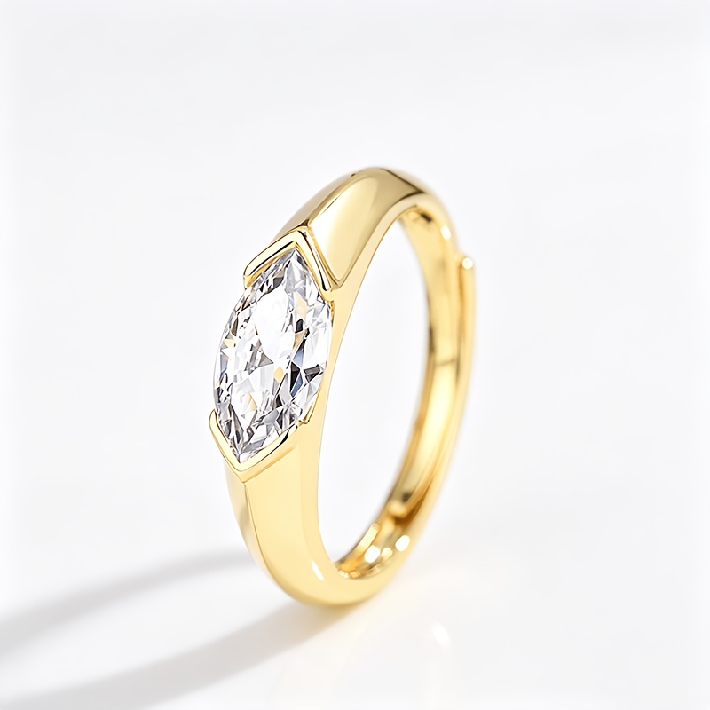 Image of 1pc S925 Sterling Silver Minimalist Adjustable , Inlaid Marquise Cut Cubic Zirconia Premium Jewelry, Unisex Gift For Daily Wear, Festivals & Party Occasions