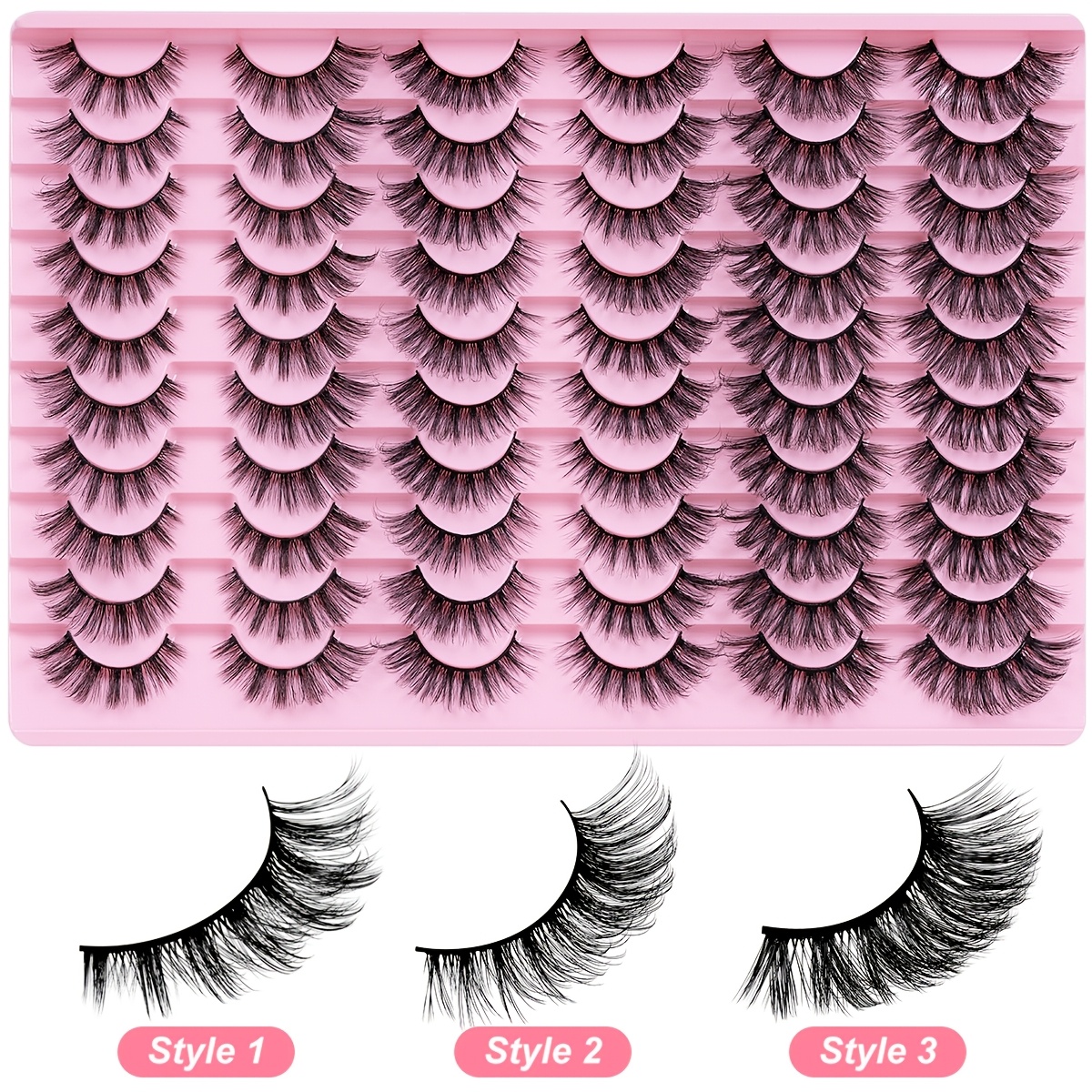 30 pairs of black false eyelashes styles thick curly eyelashes cat eye fluffy lashes for daily party makeup details 1
