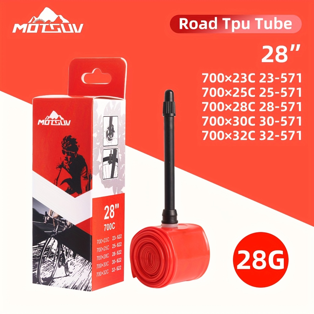 

Motsuv Tpu Road Bike Inner Tubes, Valve, 700x23-32c, Cycling Tire Cylinders, 28g French Valve, For Mountain, Folding & Road Bicycles