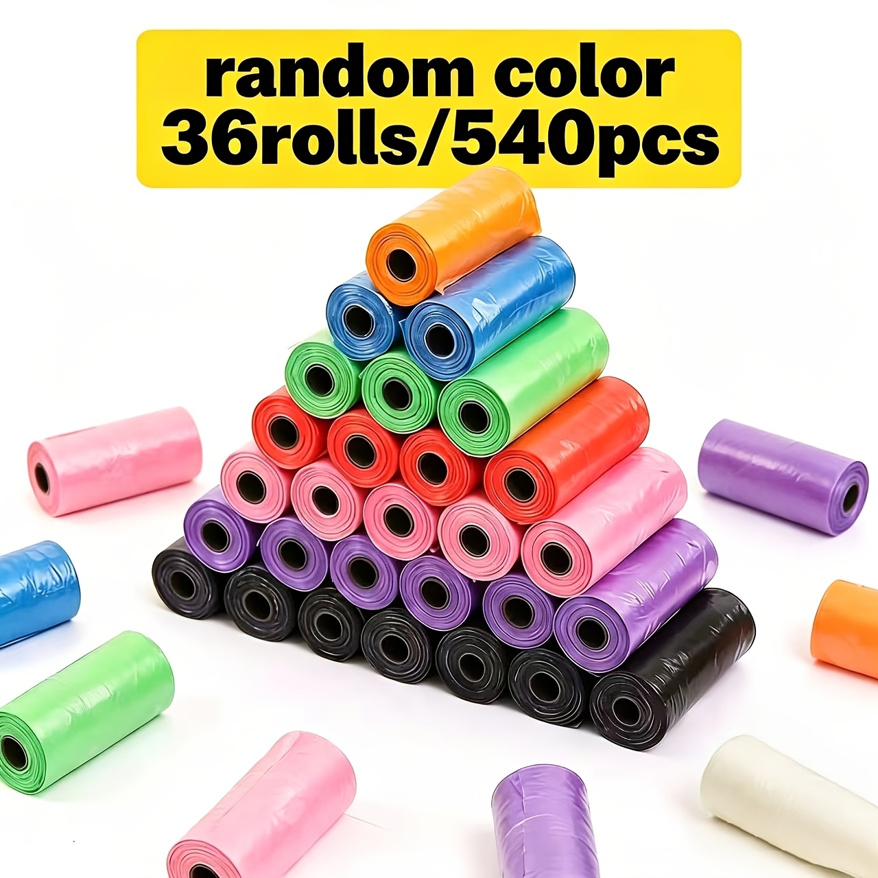 TEMU 36 Rolls/540pcs Thickened Pet Poop Bags (random Colors) - Leak-proof And Odor-resistant, Portable Disposable Poop Bags With Cute , Easy To Tear