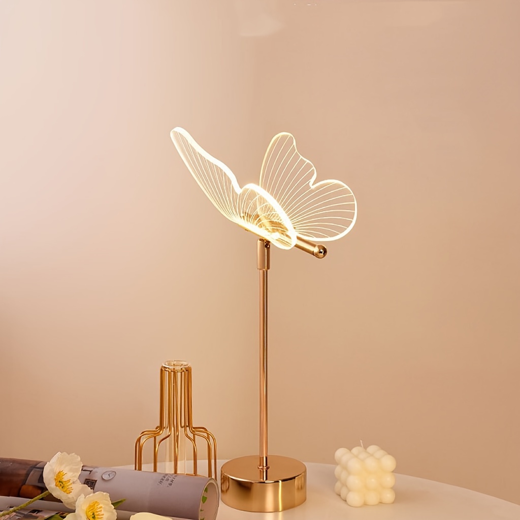 usb powered   led desk lamp modern polished metal with acrylic shade 3 color dimmable lighting button control ideal for bedroom ambiance perfect gift for artistic decor enthusiasts decorative night lamp ambient lighting metallic   lamp   decor best for christmas 4