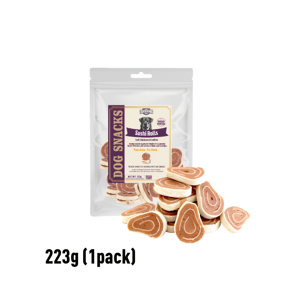 TEMU Sushi & Treats - Soft Chicken & Codfish High Protein Snacks, Shaped Training Rewards Suitable For Small & Medium Pets, Protein- & Treats