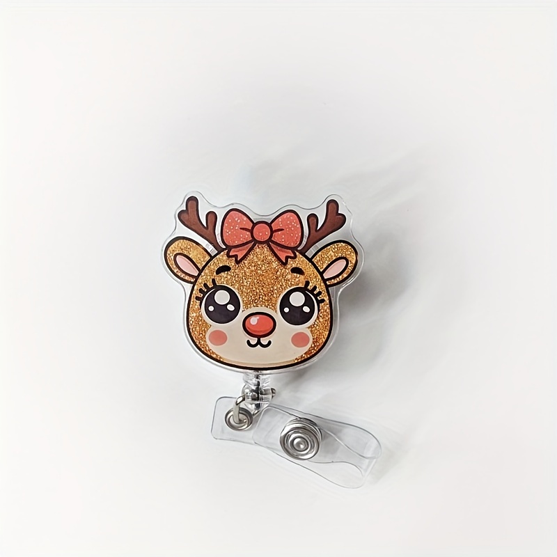 

1pc Christmas Reindeer Reel Holder Retractable With Id Clip For Nurse Nursing Name Tag Card Heart Anatomy Nursing Student Doctor Rn Lpn Reel Tag Card Holder With Clip For Nurse, Work