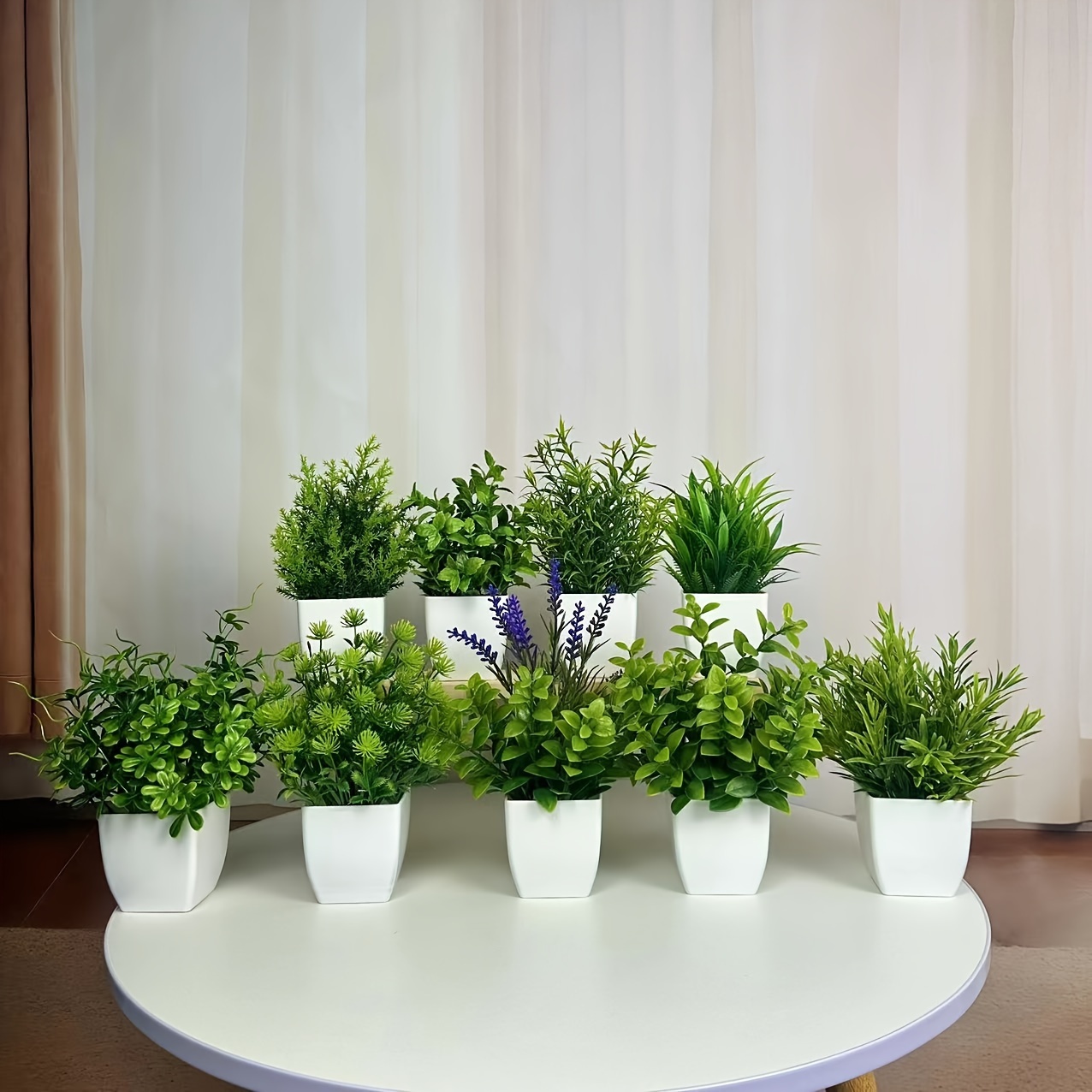 Pianta Calathea Artificiale con Vaso Bianco