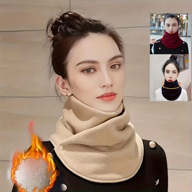 

1/2pcs Women's Elegant Neck Scarf, Polyester, Vintage Style, & Warm, For Cycling, Handwash Or , Knit Neck Wrap For Outdoor Use