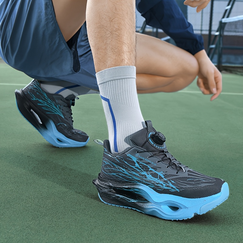 Men'S Shock-Absorbing Rotary Buckle Luminous Breathable Running Shoes, Outdoor Fitness Training Casual Sneakers, Comfortable Low-Top Breathable Outdoor Athletic Shoes, Student Running And Training Shoes
