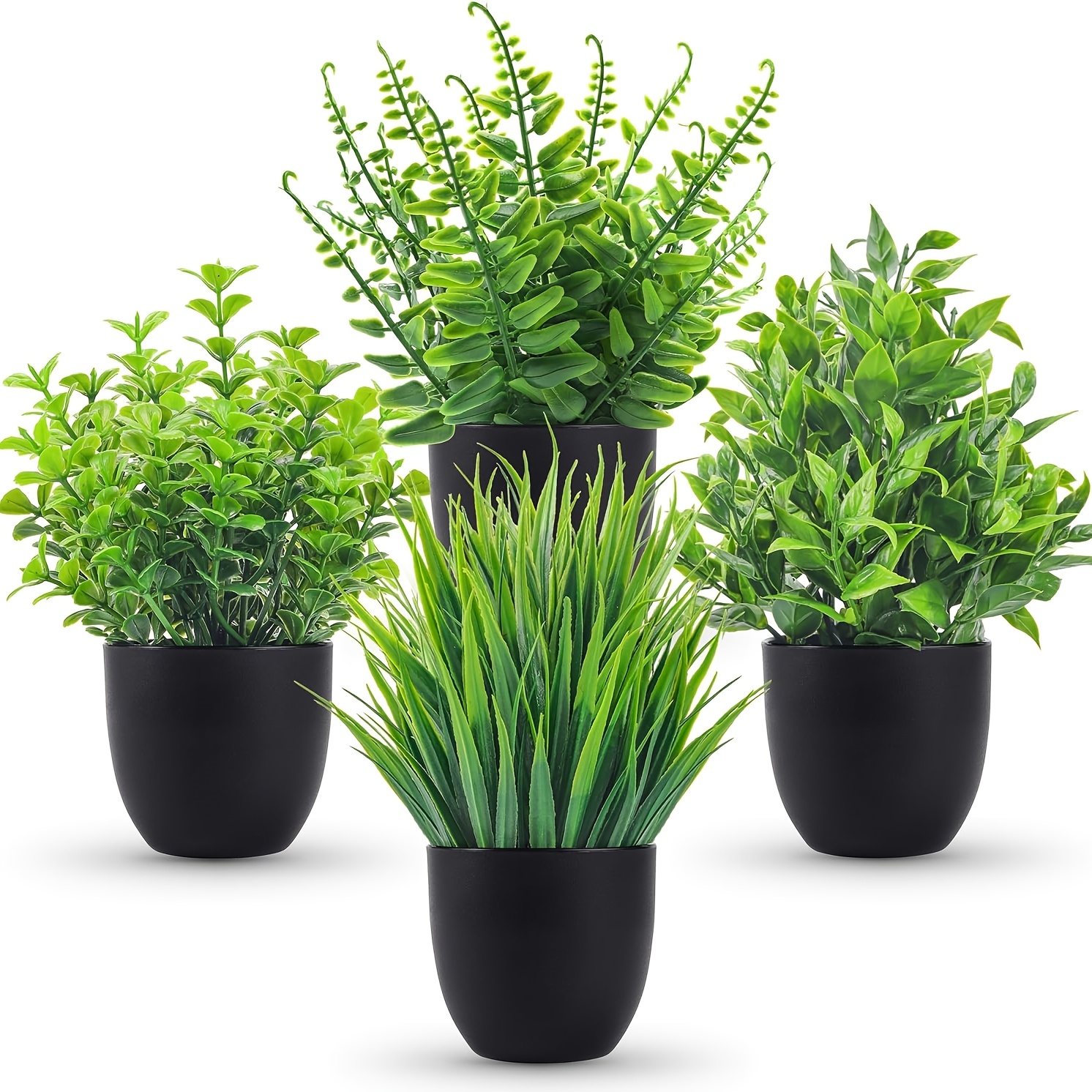 

4 Pots Of Artificial Plants Small Simulation Plants Pots, Used For Bathroom, Home Office, Desktop Decoration And Indoor Decoration