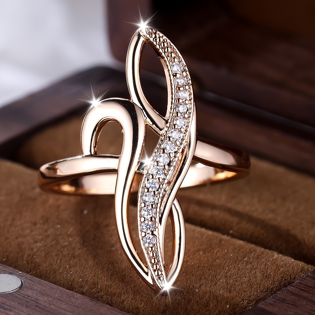 E-shop ANGOL Modischer Luxus-Buchstaben-Vielseitigkeitsring für Damen, eingelegt mit weißem synthetischem Zirkonia, exquisites Mode-Accessoire