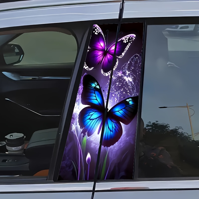 

2pcs Creative & Flower Car Decals - Vinyl B-pillar Protector Stickers For Cars, Walls & Windows - ,