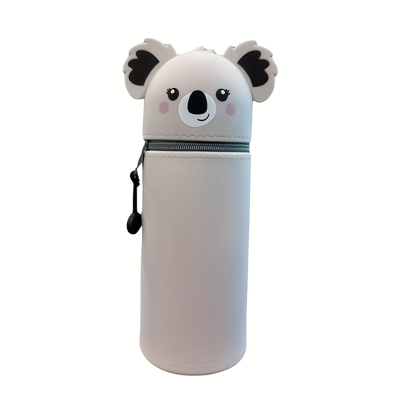 A -one Silicone Pencil Case Featuring A Koala Design, Made From Soft Silicone, Serving As A Pencil Case And A Pen Holder, With Animal Patterns