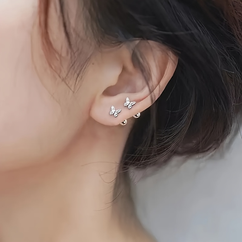 3pc Minimalist Butterfly Ear Bone Stud Earrings Set for Women