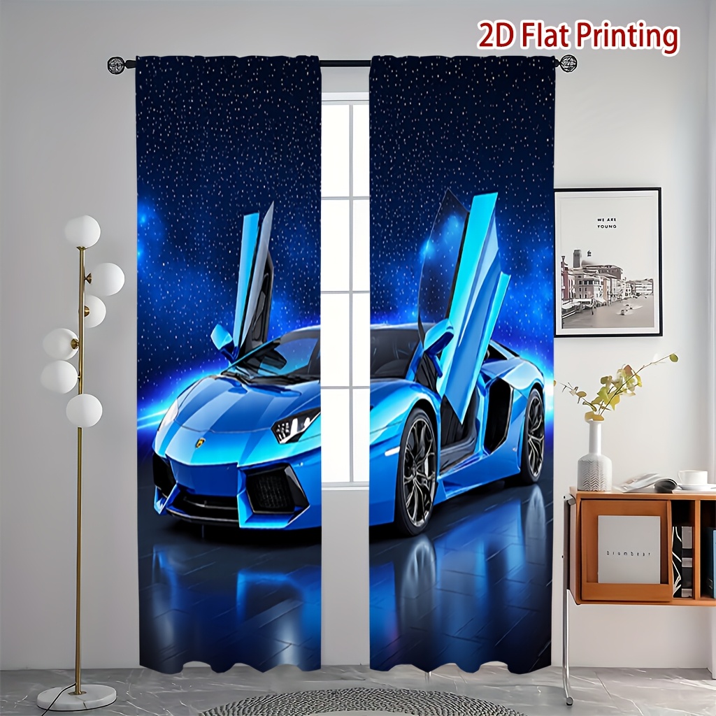 TEMU [ Product] 2pcs Curtain Car Starry Curtains, Soft Light, Privacy Protection, Pocket Rod Installation Suitable For Living Room, Kitchen, Bedroom,
