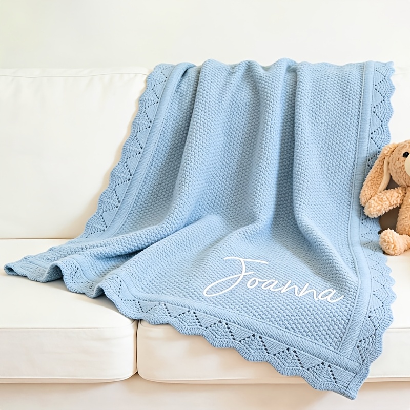 TEMU Embroidered Name Personalized Custom Blanket, Sofa Throw, Lace Blanket, Nap Blanket, Small Throw Blanket, Letter Embroidery Name Customization,