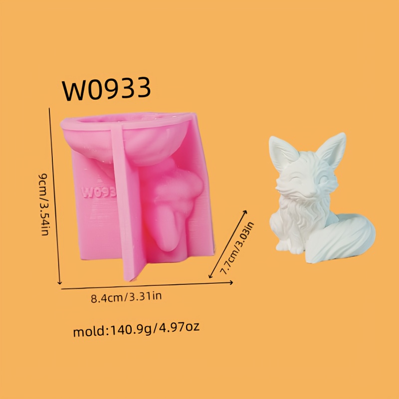 Image of Resin Silicone Mold Fox 3d Ornament Silicone Mold Candle Silicone Mold Gypsum Ornament Silicone Mold Silicone Mold Home Decoration Epoxy Resin Mold W0933 140.9g