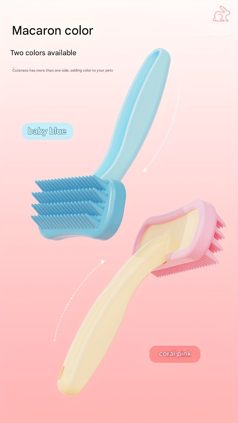pet silicone massage brush soft anti static detangling brush for   rabbits gentle non   grooming tool durable plastic handle with pink   ideal for short long hair pets Product details 7