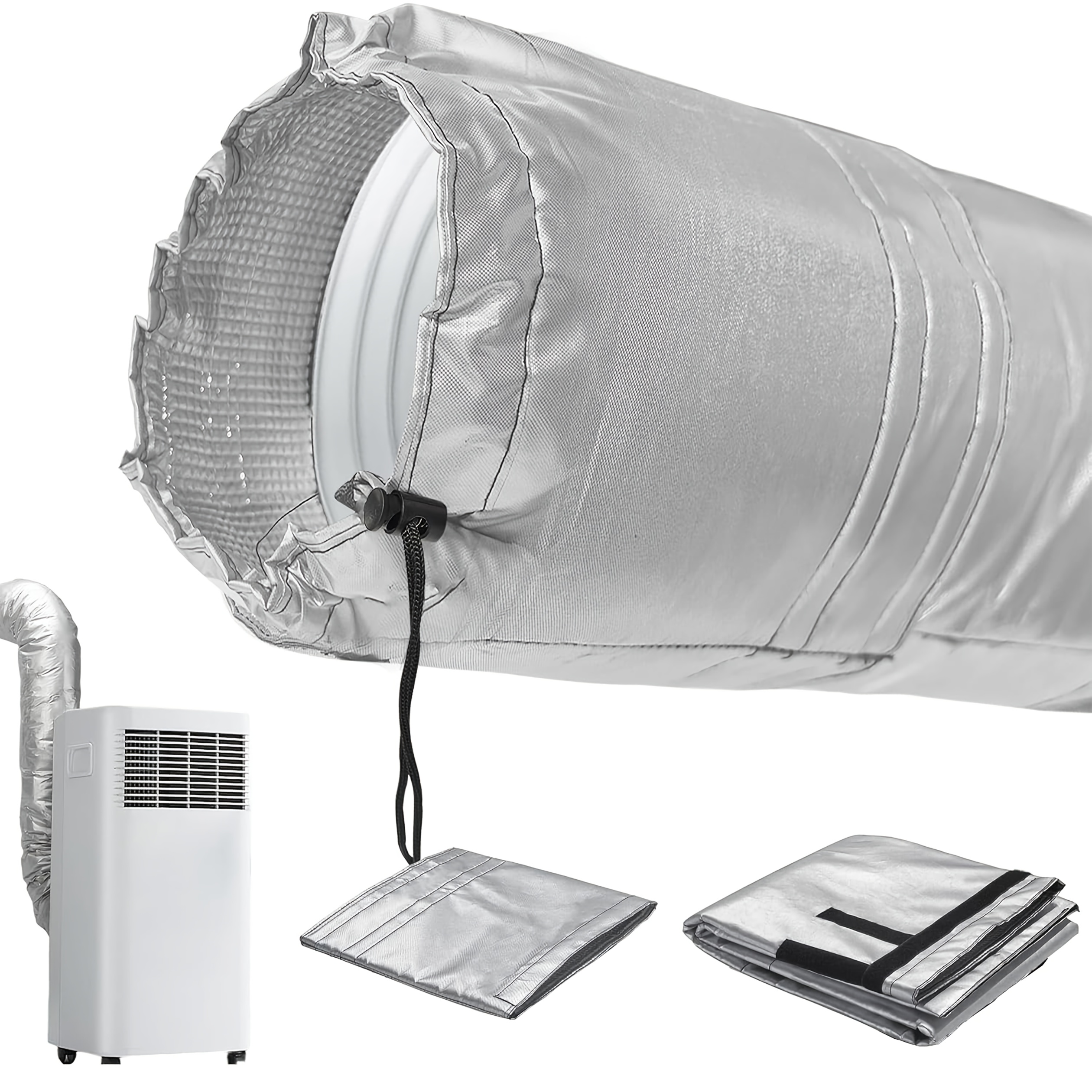 TEMU Aislante Portátil para Manguera de Aire Acondicionado, Cubierta Ajustable para Manguera de Aire Acondicionado, Aislante de 3 Capas de Papel de
