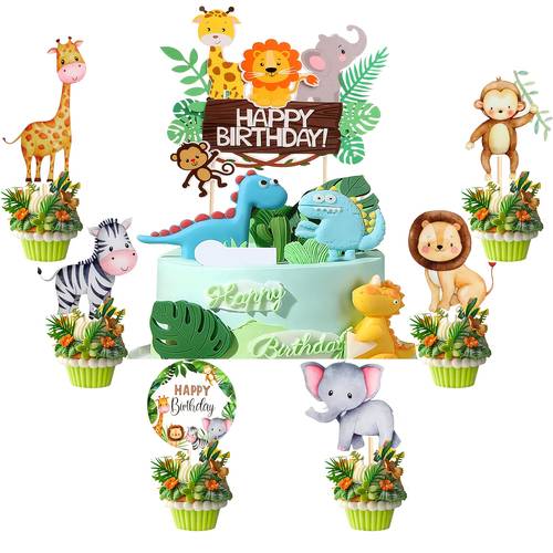 25 pezzi di decorazioni per torte e cupcake a tema nella con animali, , baby shower o una festa di compleanno a tema