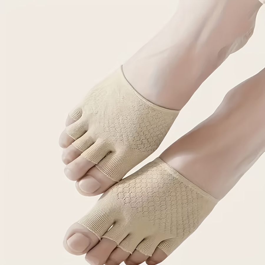 TEMU 1 Paar Zachte Teen-Poot - Sokken, Lichtgewicht Anti-Slip Voorvoet Pads, Slijtvast en -Vrij voor Diverse Schoentypes, Ademend en Geurbestendig