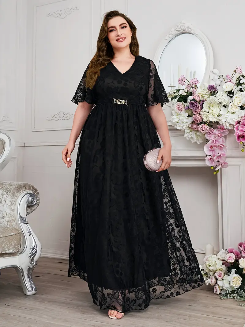 Black Lace Womens Plus Formal Dresses Kiyonna Women's Plus Size Mademoiselle Lace Cocktail Dress With Sleeves, Black Lace Womens Plus Formal Dresses Kiyonna Women's Plus Size Mademoiselle Lace Cocktail Dress With Sleeves,