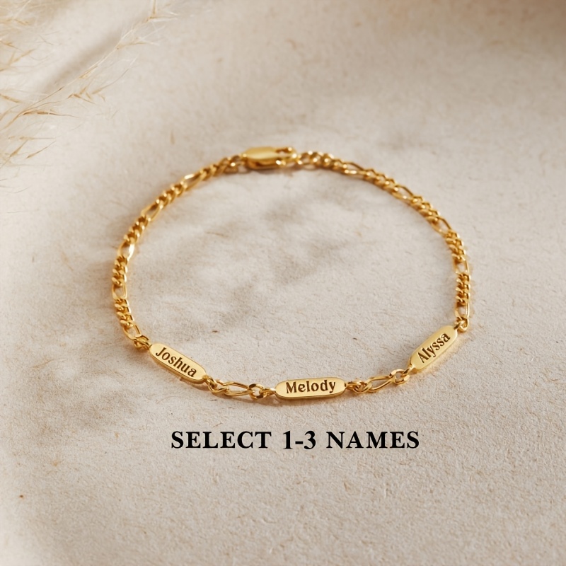TEMU 304l Stainless Steel Custom Name Bracelet, Personalized Multi-name Bracelet, Engravable With Names, Family Bracelet, Birthday Gift For Mom,