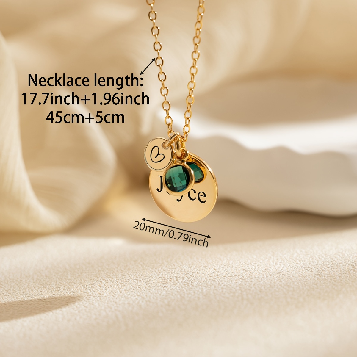 Personalized Women's Birthstone Pendant Necklace, 18K Gold-Plated