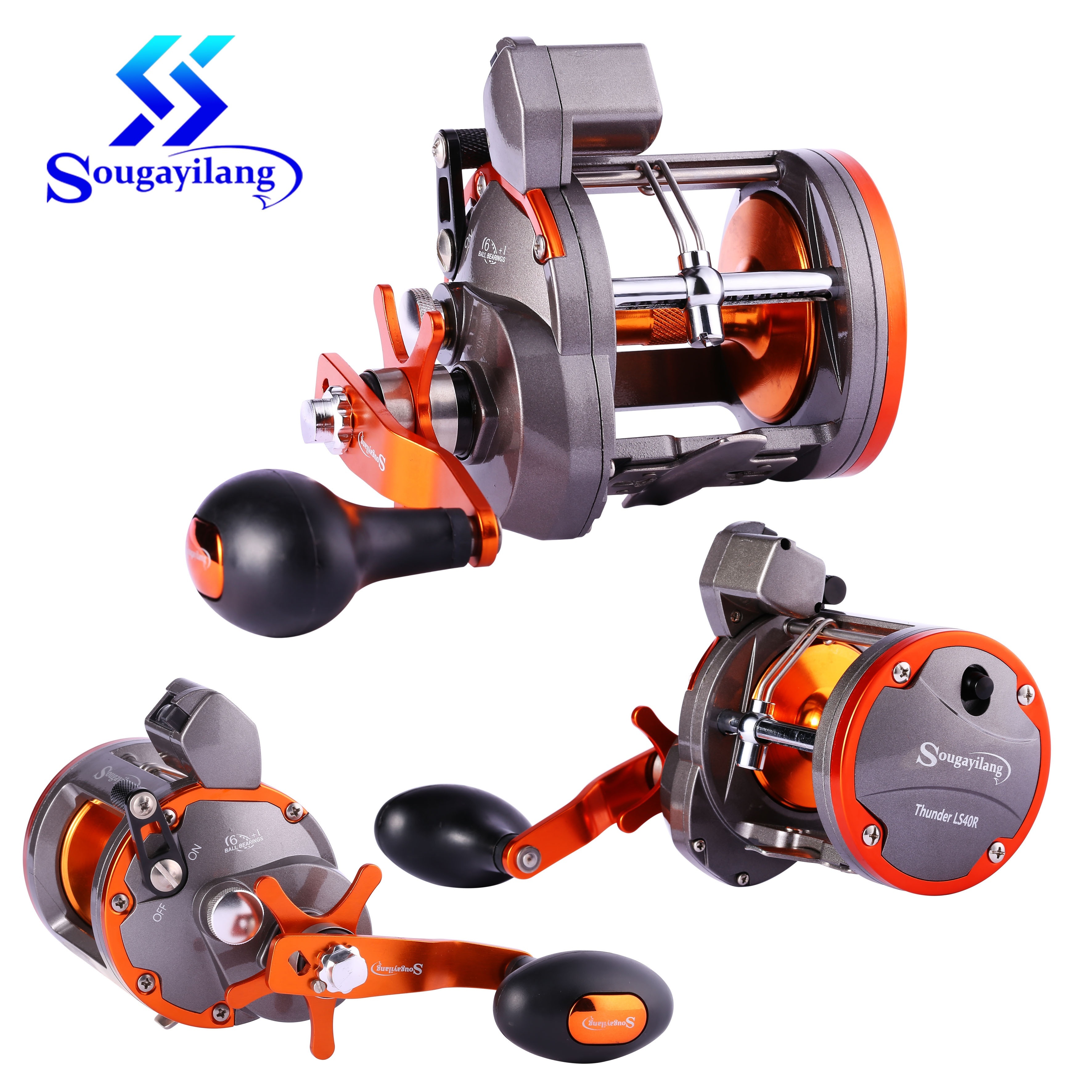 

Sougayilang Saltwater Fishing Reels Trolling Drum Fishing Reel 6+1 Bb Max Drag 25kg/55lbs With Counter Spool Optional Metal Powerful Drag Fishing Reel For Saltwater Trolling Drum Fishing Reel