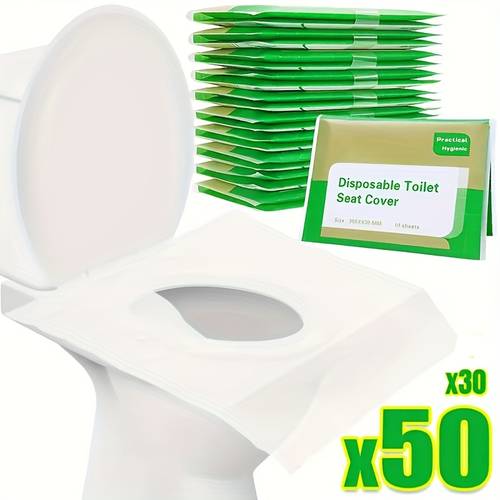 30 50pcs disposable toilet covers large potty covers for airplane road trips camping portable universal type made of wood