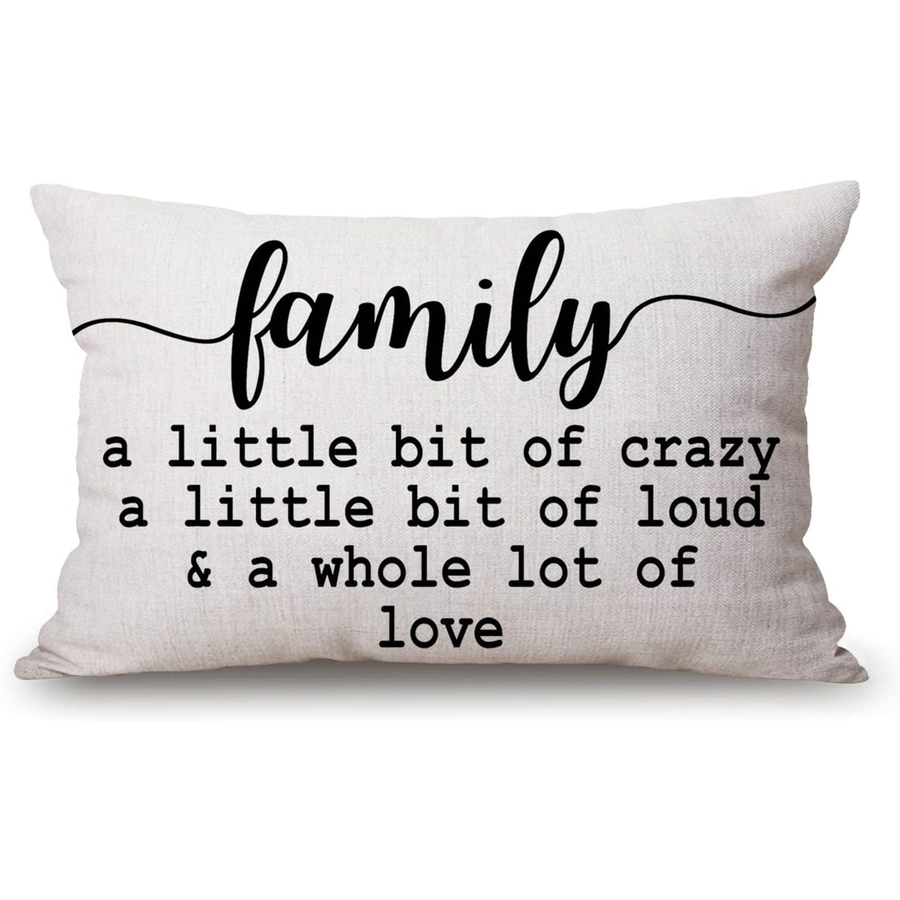 

Contemporary Linen Throw Pillow Cover 12x20 Inch - "family Of Crazy" - Machine Washable, Woven Decorative Cushion Case With Zipper Closure, Fits Various Room Types - 1pc (pillow Insert Not Included)