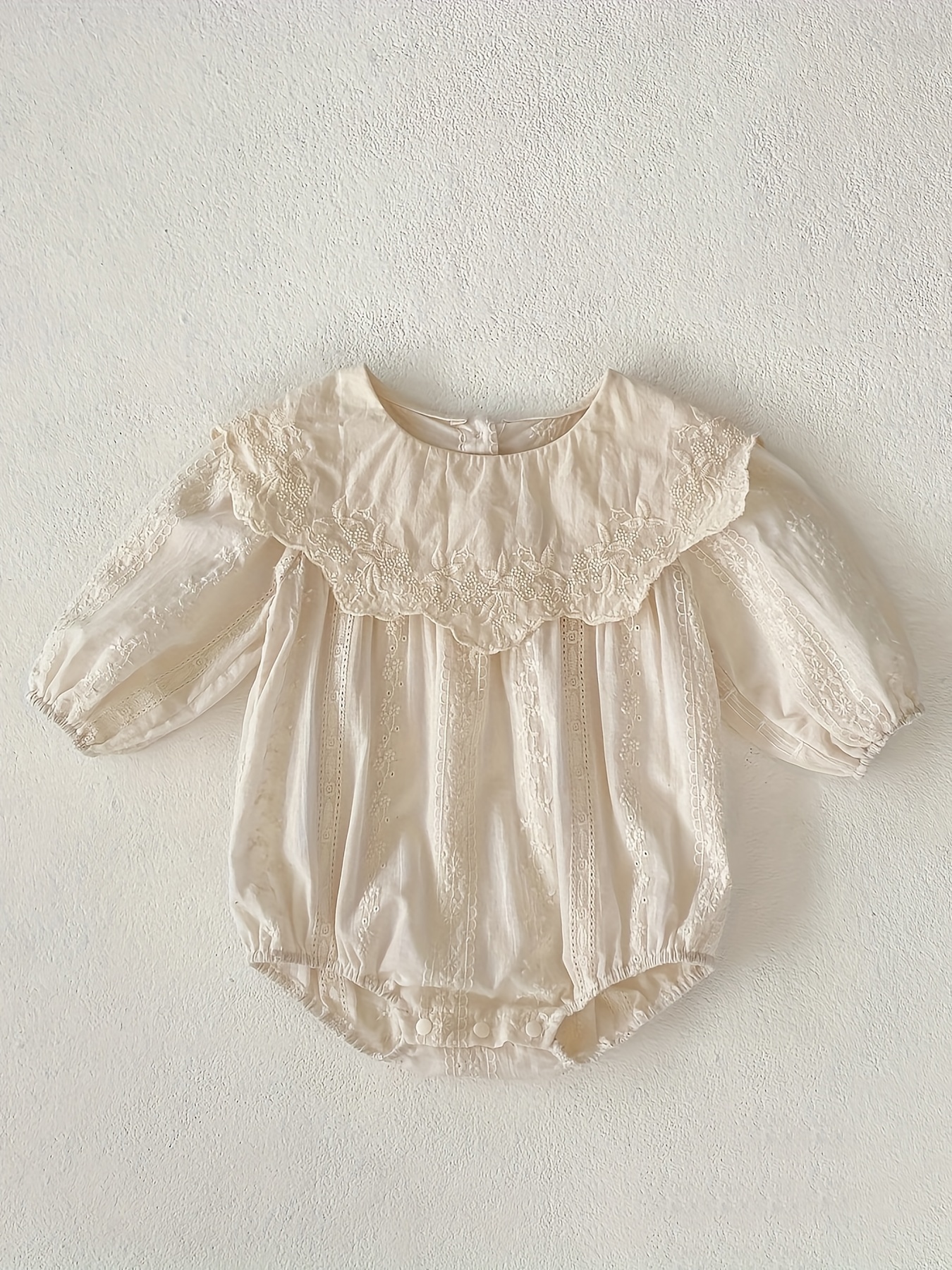 Baby's Comfy Solid Color Flower Embroidery Long Sleeve Triangle ...