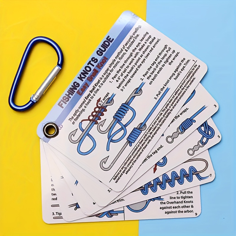 5 Fishing Knot Guide Cards, 12 Easy Fishing Knots, Portable And Waterproof | How To Tie Practical Fishing Knots With A Mini Storage Clip | Perfect For Beginner