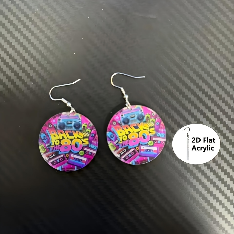 2d Flat Easter Day Mother's To Y2k Cartoon Cyberpunk Style Colorful Elements Back To The 80s Acrylic Lightweight Durable Pendant Women's Fashion Drop Earrings