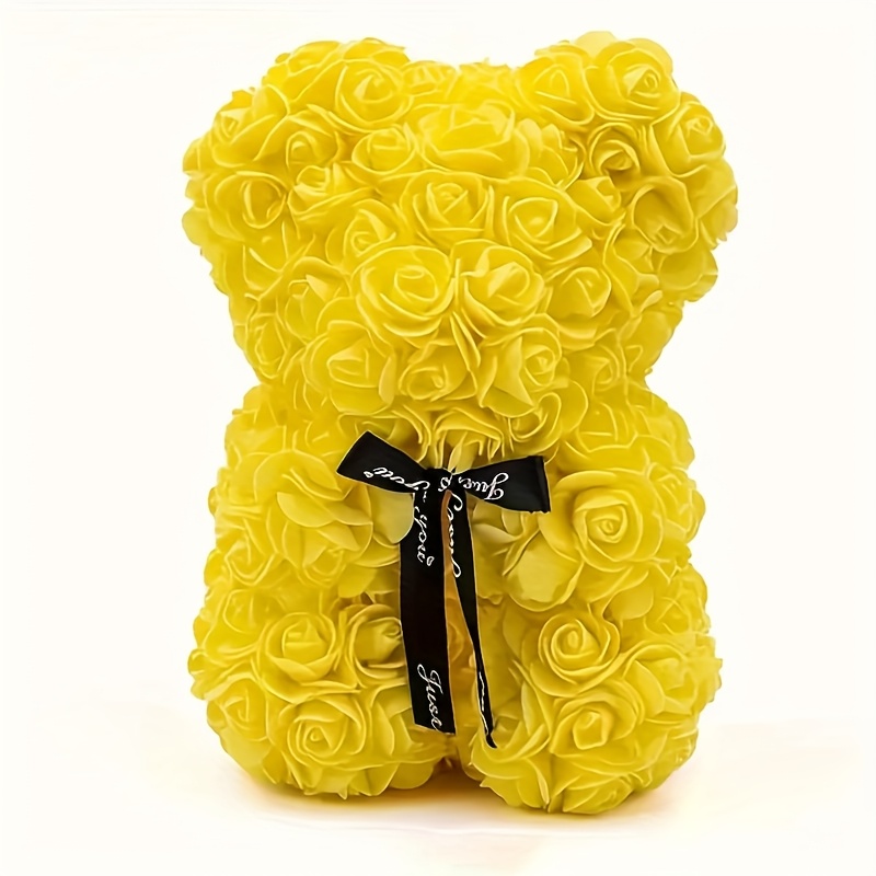 1 Unidad, Oso de Rosa Artificial de 7,08 Pulgadas, Oso de Terry con Flores de Espuma Artificial, Regalo de Oso de Rosa para Abuela en el Día de la Madre, Regalo Perfecto para el Día de San Valentín, Aniversario, Boda, Regalo Creativo para Cumpleaños y Navidad