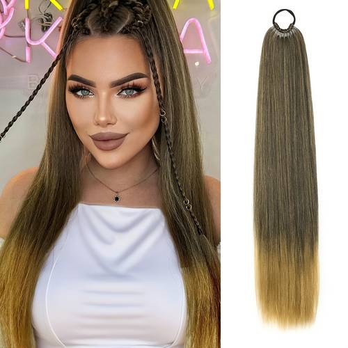 34 inch ponytail hair extensions versatile elastic band resistant ponytail hair extensions for women long straight diy wrap around ponytail soft natural looking synthetic ponytail for womens daily and holiday use new year