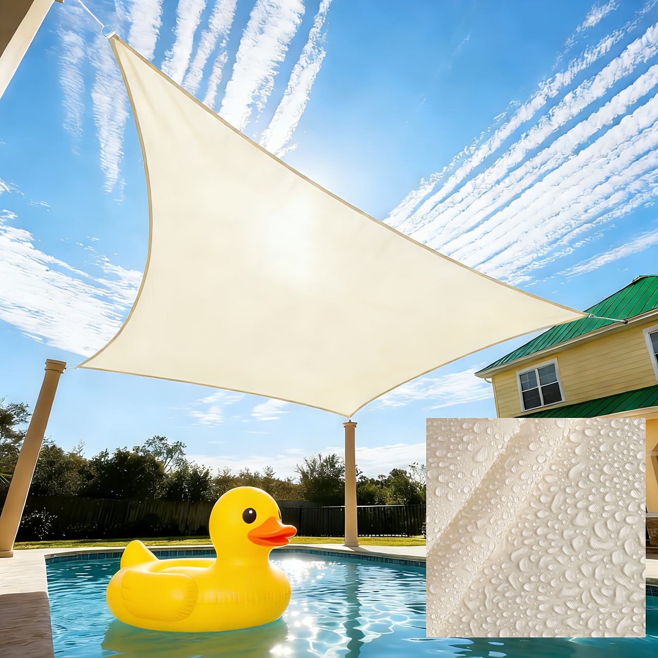 E-shop Wasserdichter Sonnensegel 95% UV-Schutz Winddicht Strapazierfähiges Polyester Schattensieb Mehrere Größen für Terrasse Garten Hinterhof