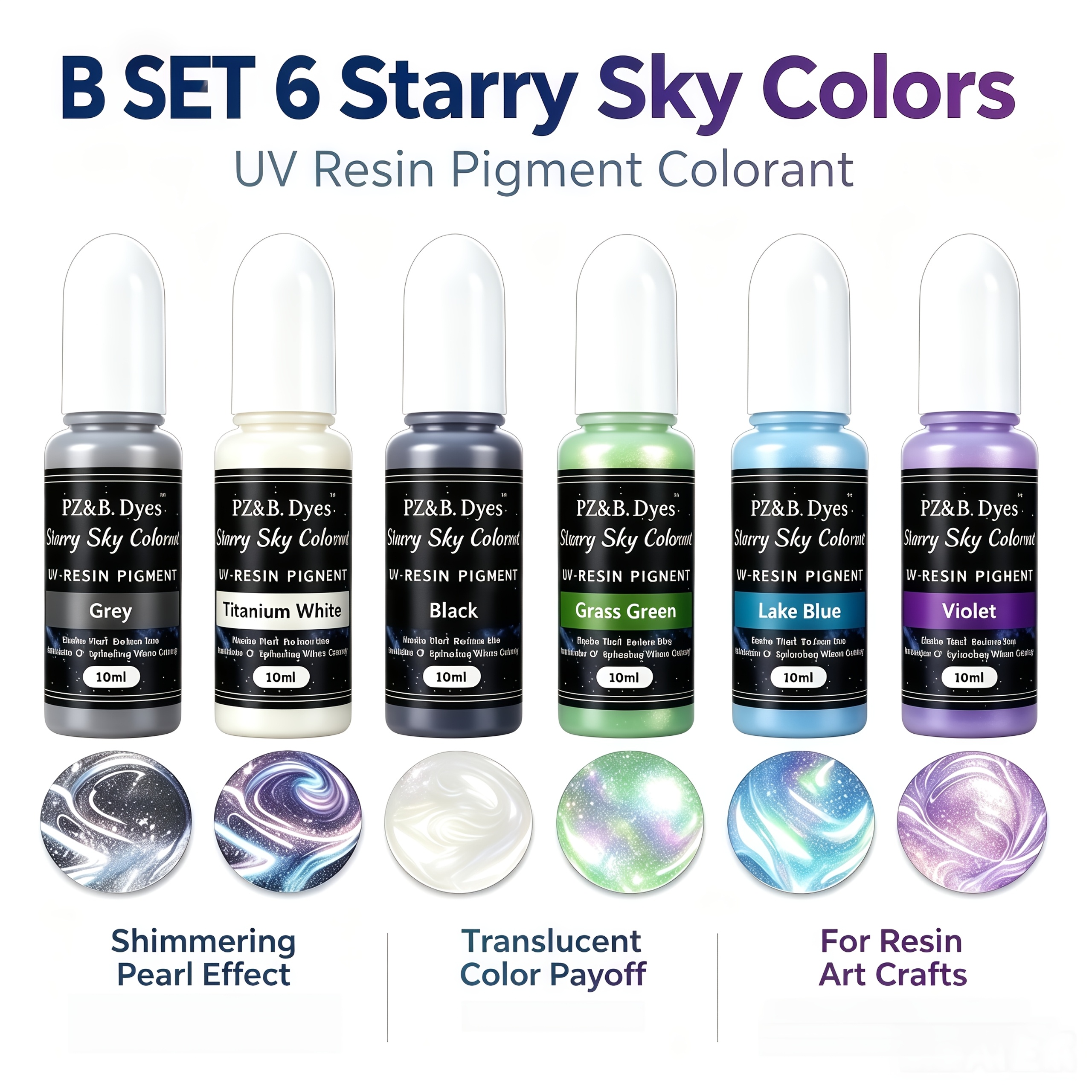 TEMU 6pcs 12color Starry Sky Pigment Set For Epoxy Resin | Starry Sky Dye For Jewelry Making, Diy Crafts & Resin Art Projects