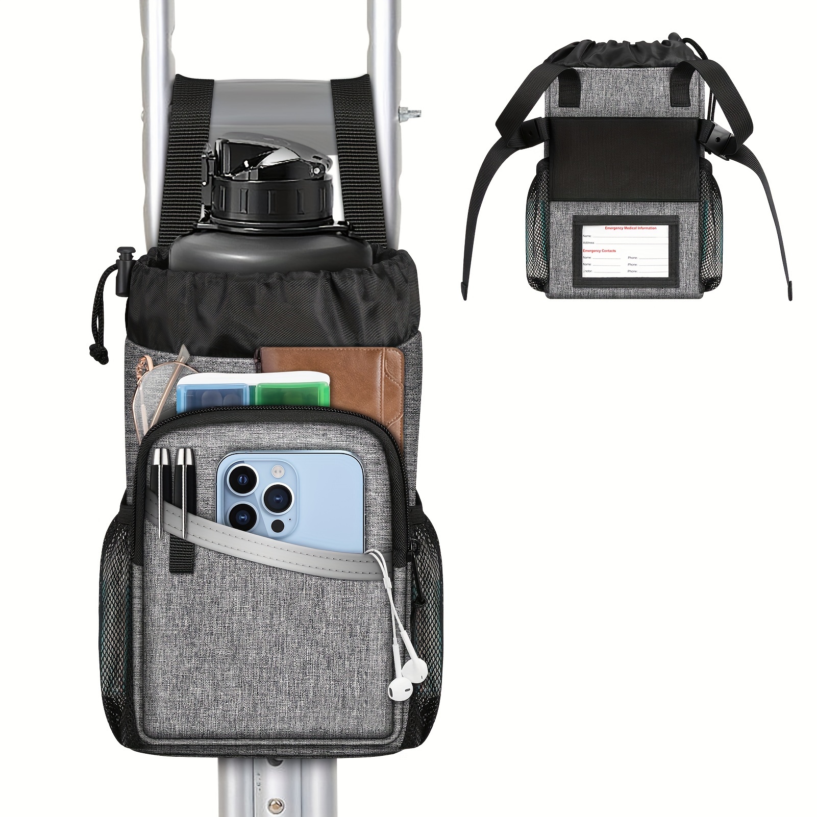 

Crutch Bag Crutch Accessories Reflective , - Organizer Tote Bag And , For Universal Crutches, Underarm Crutches