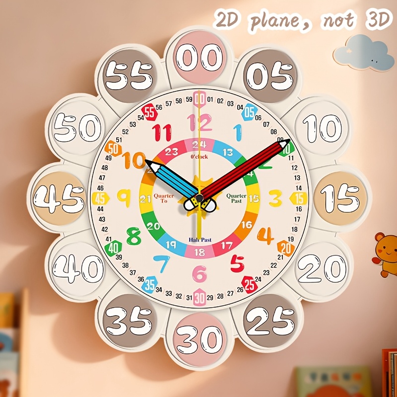 E-shop 12-Zoll bunte leise dekorative Uhr, kreative Cartoon-Uhr. -Uhr, dekorative Uhr für Arbeitszimmer Schlafzimmer, -Uhr, Weihnachtsgeschenk,