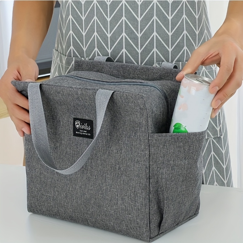 

Stylish Insulated Lunch Bag - Aluminum Foil, Portable & Washable For Office, School, Travel & - Perfect Teacher Gift, Grey