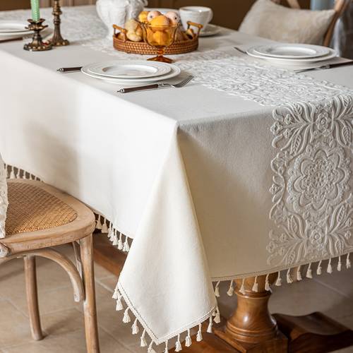 1pc mandala floral decor embroidered table cover with tassels suitable for durable fabric material home and dining room decoration picnics camping weddings holiday parties restaurants and buffets rectangular