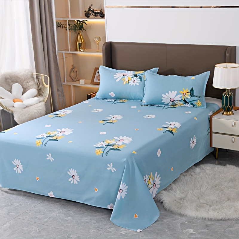 TEMU 3pcs Set Of Floral Printed Bedding, Skin-friendly And Breathable Use, Ideal For Bedroom And B&b Fresh Decor, Includes 1pc Bed Sheet And 2pcs