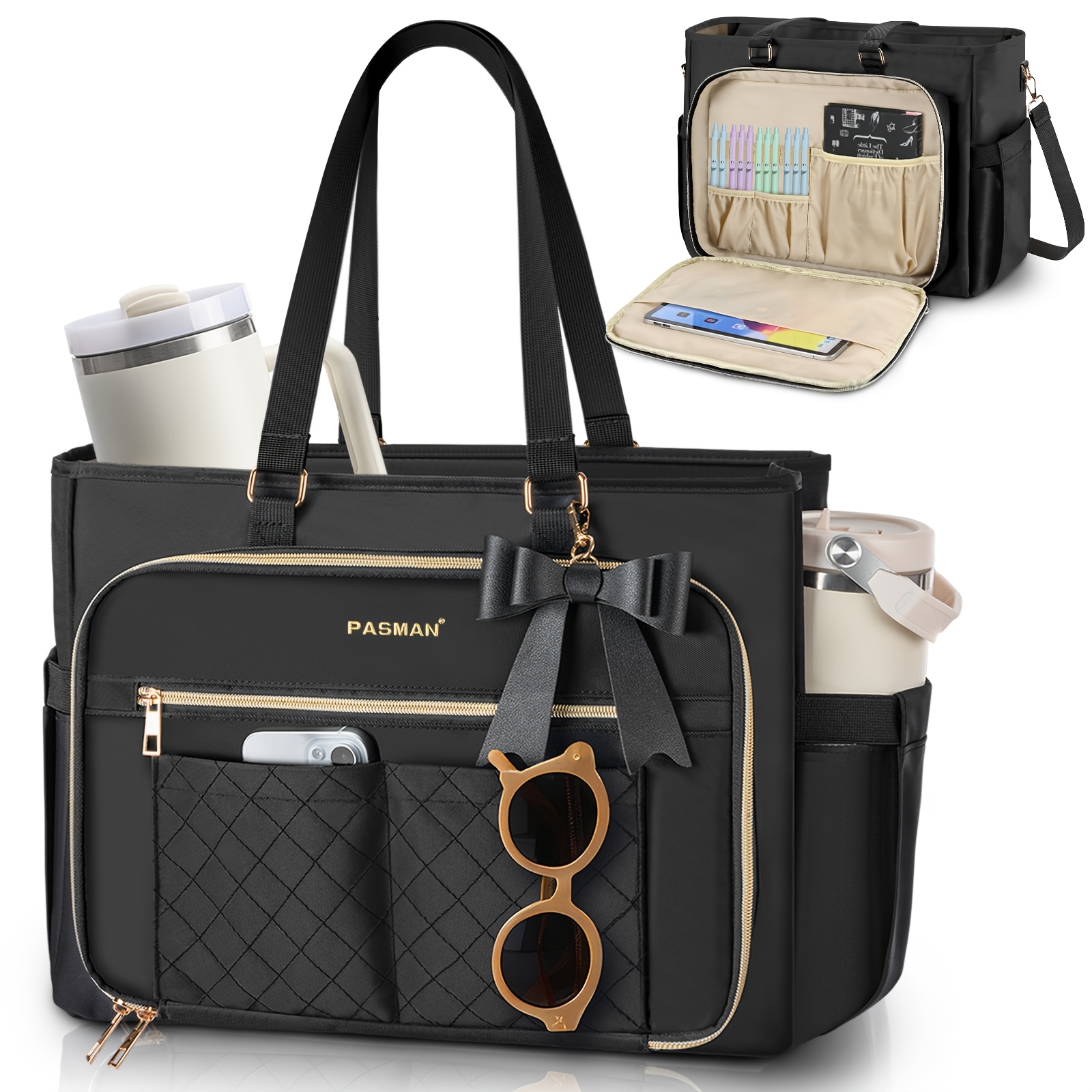 E-shop Damen TSA-konforme Laptop-Tasche kompatibel mit /13/14/15, große Computer-Aktentasche mit Akzent – Professionelle Arbeitstasche für Lehrer,
