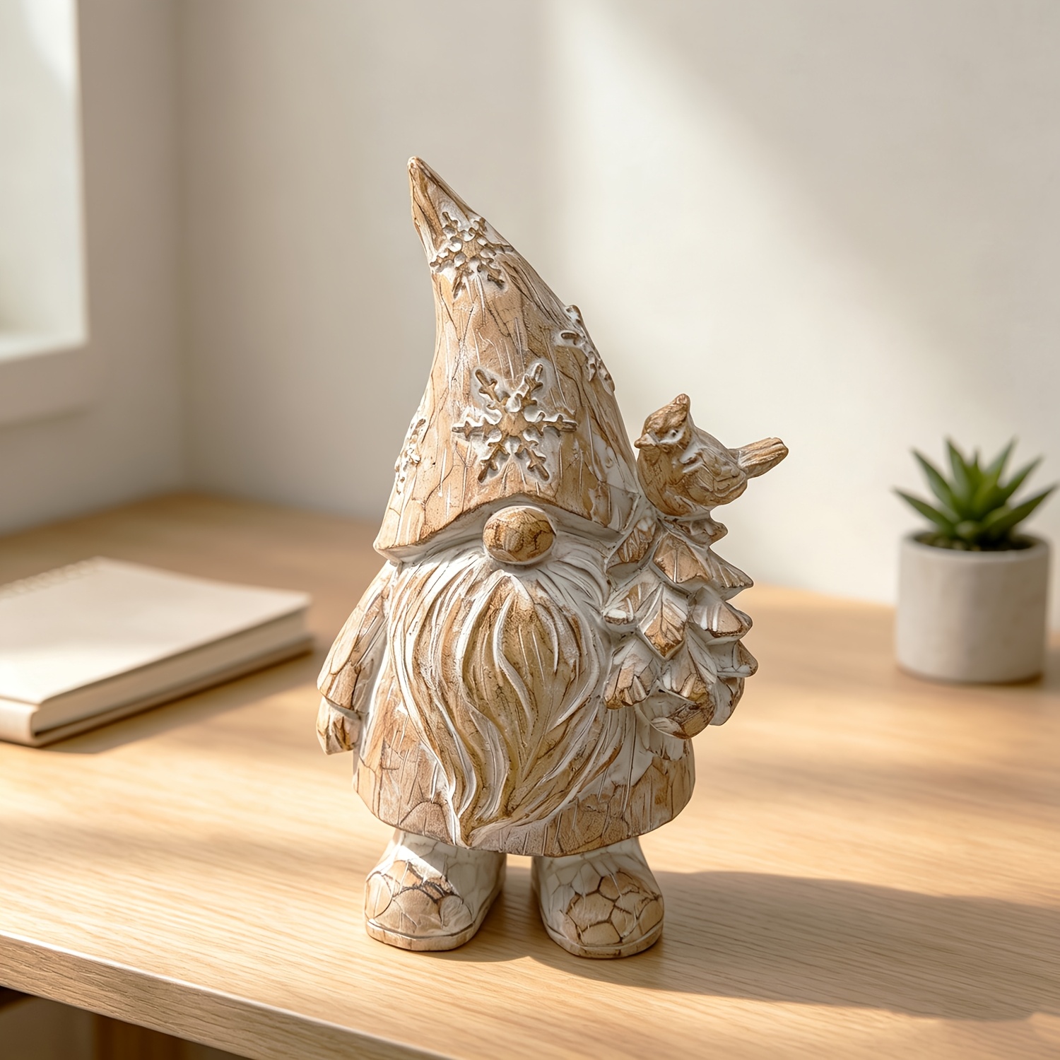 TEMU Statue de gnome vintage en résine, décorations de Noël d'hiver , étagère de bureau intérieure, cadeau de fête d'année
