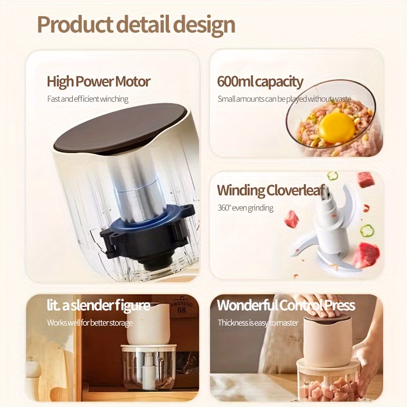 MOCCA HOUSE Wireless Meat Grinder with USB Charging, 20.29oz Large...
