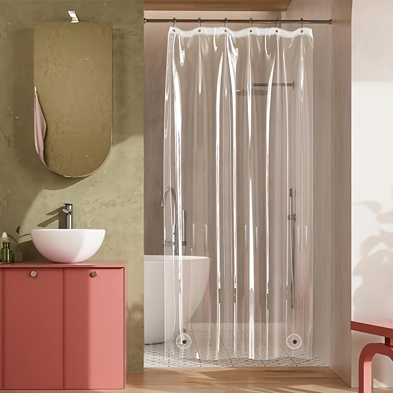 

Shower Curtain Lining, 36x71 Transparent Plastic Shower Lining, Lightweight Peva Shower Curtain For Bathroom, Shower Lining With 2 Magnets And 6 Pad Holes