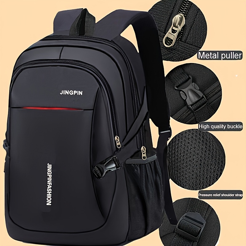 1pc compact mens nylon backpack large capacity travel bag for work and college durable   trendy  
