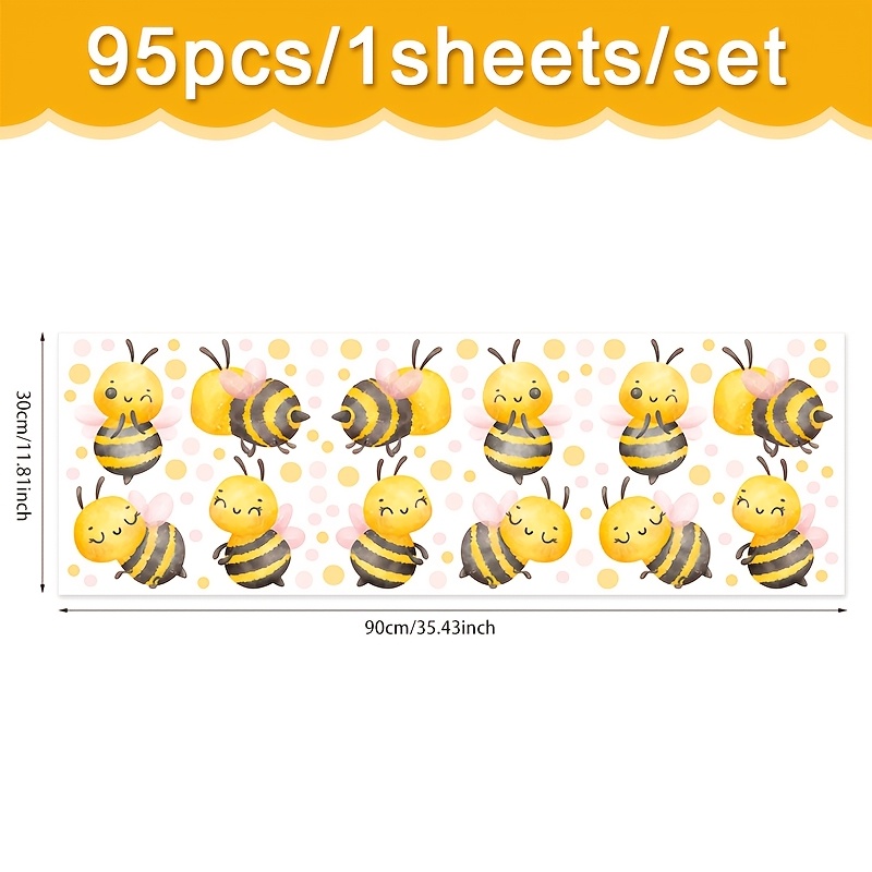 A Set Of Bees Wall Sticker Set, Watercolor Bees, Polka Dots, Easy To Remove Stickers Simple Tear Removable, Suitable For Living Room Bedroom Wall Decoration