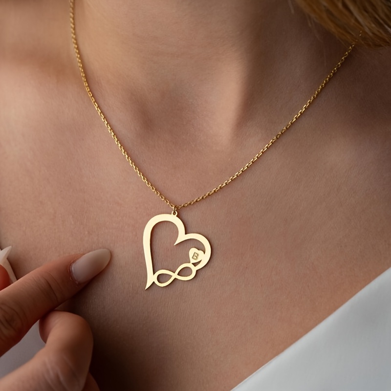 Women's Custom Initial Heart Pendant Necklace